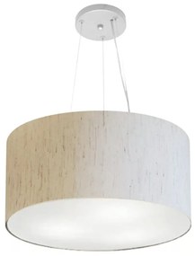 Lustre Pendente Cilíndrico Md-4185 Cúpula em Tecido 45x21cm Linho Bege - Bivolt