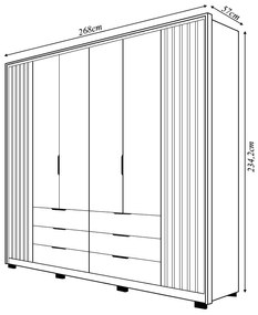 Guarda Roupa Essence Casal Ripado 6 Portas de Bater 6 Gavetas MDP Buriti/Fendi G11 - Gran Belo