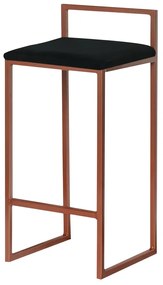 Banqueta Decorativa Jasmine Base Bronze Suede Preto G41 - Gran Belo
