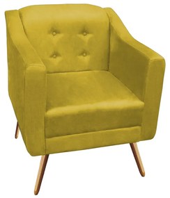 Kit Namoradeira + 2 Poltronas Bruna Pé Palito Suede Amarelo