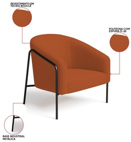Poltrona Sala Industrial Alta Preto Stella Bouclê D03 - D'Rossi - Terra