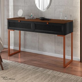 Aparador com Pé de Ferro Iron 136cm Imbuia/Preto/Cobre - Vizzato - Preto