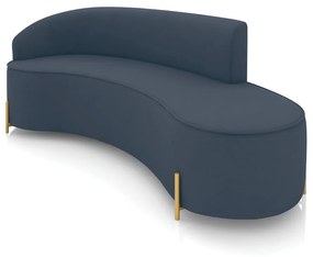 Sofá 4 Lugares Orgânico 220cm Pé Dourado Morgan Suede D03 - D'Rossi - Azul Marinho