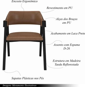 Kit 5 Cadeiras Sala de Jantar e Jogos Carteados Madeira Maciça Poker Pu Caramelo/Preto G42 - Gran Belo