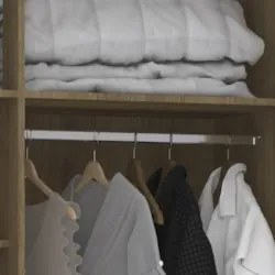 Guarda Roupa Solteiro 135cm 2 Portas e Espelho Delphi Avelã/Branco L01