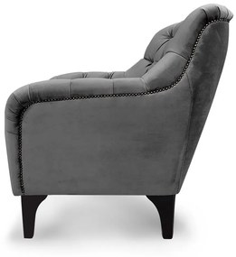 Poltrona Decorativa Roma Botonê Pés Madeira Veludo Cinza - Sheep Estofados - Cinza