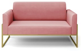 Sofá Namoradeira Base Industrial Alta Dourado Marisa Suede D03 - D'Rossi - Rose