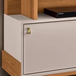 Estante Painel Para TV 65 Pol 180cm 2 Portas Cloe H01 Off White/Cinamo