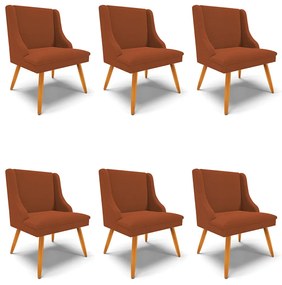 Cadeira Sala de Jantar Pé Palito Castanho Kit 6 Liz Boucle D03 - D'Rossi - Terra