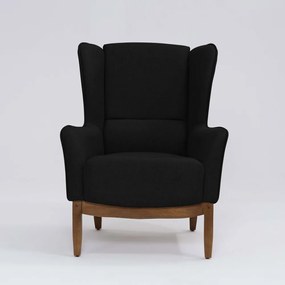 Poltrona para Sala Mirela D07 Base Madeira Linho Preto - D'Rossi