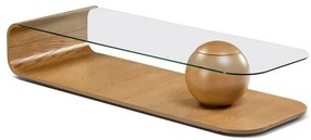Mesa Centro Fusion Tampo Vidro Base Amêndoa 120cm - 78908 Sun house