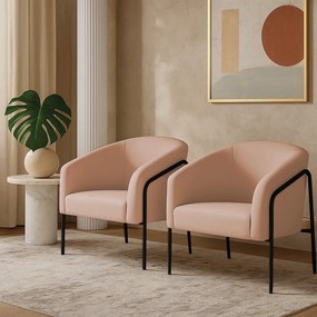 Poltrona Sala Industrial Alta Preto Kit 2 Stella Veludo D03 - D'Rossi - Rose