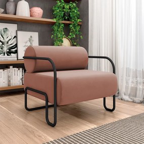 Poltrona Sala de Estar Industrial Preto Ameli Veludo K01 - D'Rossi - Rose