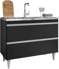 Balcão de Cozinha Com Pia Inox 100cm Julia Z34 Preto        - Mpozenat
