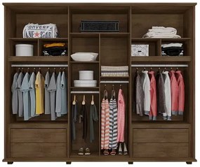 Guarda-Roupa Casal com Espelho 6 Portas 4 Gavetas Canadá Freijó - RV Móveis