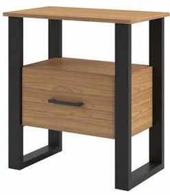 Mesa de Cabeceira Aracati 1 Gaveta na cor Freijo com Preto Fosco 60cm - 64285 Sun House