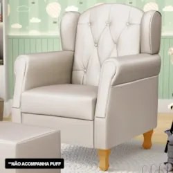 Kit 02 Poltronas de Amamentação Pés Madeira Lucy Z39 Sintético Bege -