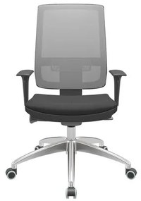 Cadeira Office Brizza Tela Cinza Assento Aero Preto Autocompensador Base Aluminio 120cm - 63781 Sun House