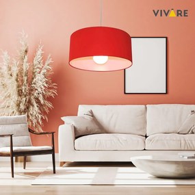 Lustre Pendente Cilíndrico 4052 Cúpula em Tecido 50x21cm Vermelho - Bivolt