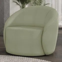 Poltrona Sala Decorativa Redonda 91cm Steve Boucle Pistache I01  - Mpo