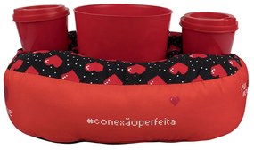 Almofada Porta Pipoca e Copos Coração Pixel 8 Bits