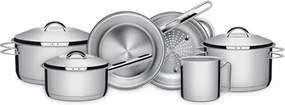 Jogo de Panelas Tramontina Solar em Aço Inox com Fundo Triplo e Tampas de Inox 6 Peças