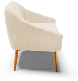Namoradeira 02 Lugares Giovana Suede Bege Pés Palito Castanho - D'Rossi
