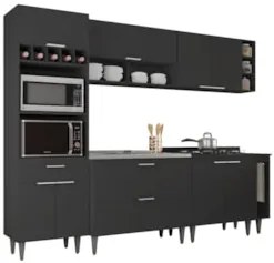 Armário de Cozinha CP07 Com Pia 100cm Pérola Z34 Preto - Mpozenat
