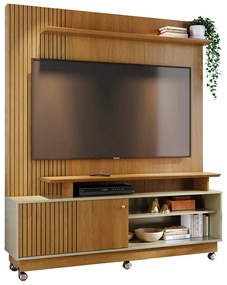 Estante de TV 65 Pol 160cm com Rodízio para Sala Quirel M20 - D'Rossi - Cumaru e Opala