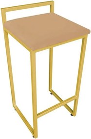 Conjunto 02 Banquetas Pietra Suede Base Dourado D03 - D'Rossi - Caramelo sisal