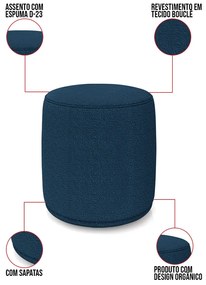 Puff Redondo Orgânico para Sala kit 2 Malu Bouclê M11 - D'Rossi - Azul