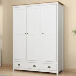 Guarda Roupa Solteiro 136cm 3 Portas Lázio Branco/Freijó F07 - Mpozena