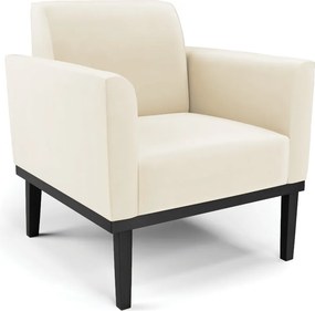 Poltrona Decorativa Isabella Pés Fixo em Madeira Preto Veludo Bege G19 - Gran Belo