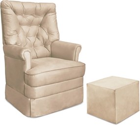 Poltrona de Amamentação com Balanço e Puff Dyne Suede P02 - D'Rossi - Bege