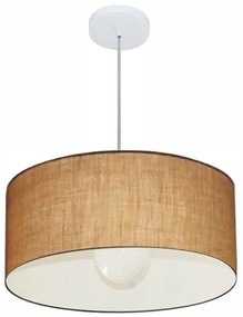 Lustre Pendente Cilíndrico MD-4052 Cúpula em Tecido 50x21cm Palha - Bivolt