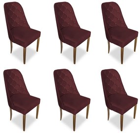 kit com 6 Cadeiras de Jantar Dublin Suede Bordô