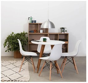 Conjunto Mesa Square Redonda Branco - 88cm + 4 Cadeiras Eiffel - Branco