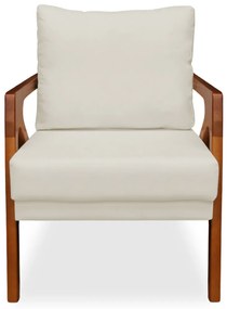 Poltrona Decorativa Amber Base De Madeira Veludo Bege