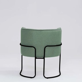Poltrona Decorativa Belinda D07 Base Aço Linho Mescla Verde - D'Rossi