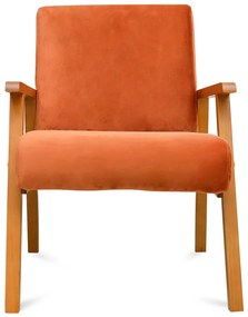 Kit 2 Poltronas Decorativas Alexa Braça de Madeira Veludo Terracota - Sheep Estofados