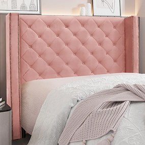 Cabeceira Decorativa King Size 2,19M Loewe Veludo Rosa G63 - Gran Belo