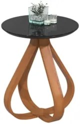 Mesa Lateral Apoio Para Sala Pé de Madeira Samba Preto E05  - Mpozenat