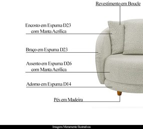 Poltrona Decorativa Base Fixa Galáxia com Almofadas Boucle Off White G45 - Gran Belo