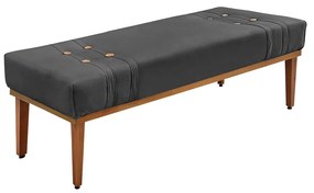 Divã Recamier Banco Base Madeira para Quarto Gênova 90cm Suede S04 - D'Rossi - Cinza