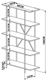 Estante Livros Multifuncional 5 Prateleiras - Vermont Cobre