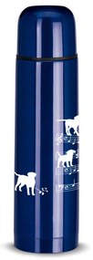 Garrafa Térmica 500ml Cachorro Musical Cromado Água Café Chá - Azul