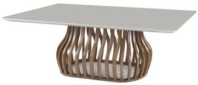 Mesa Jantar Heos Vidro Off White Base Imbuia 220cm - 70976 Sun House