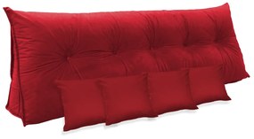 Kit Almofada Mel 1,95 + 4 Almofadas 40x40 Suede Vermelho