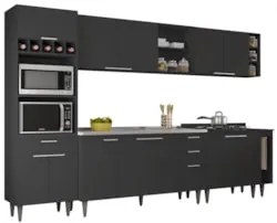 Armário de Cozinha CP07 Com Pia 150cm Pérola Z34 Preto - Mpozenat