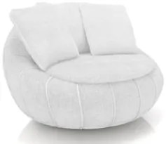 Poltrona Decorativa Redonda Giratória com Almofadas Saphire Z32 Boucle